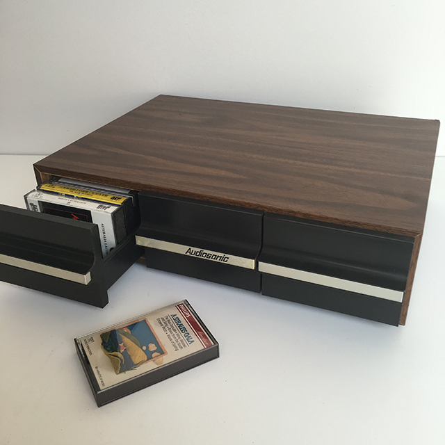 CASSETTE, HOLDER - 1970s Timber Veneer Audiosonic